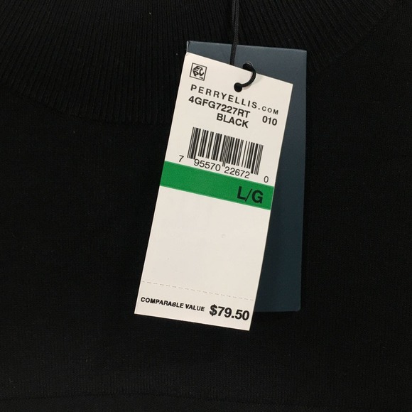 Perry Ellis Long Sleeve Knit Pullover, Men's Size L - Black - Picture 5 of 10